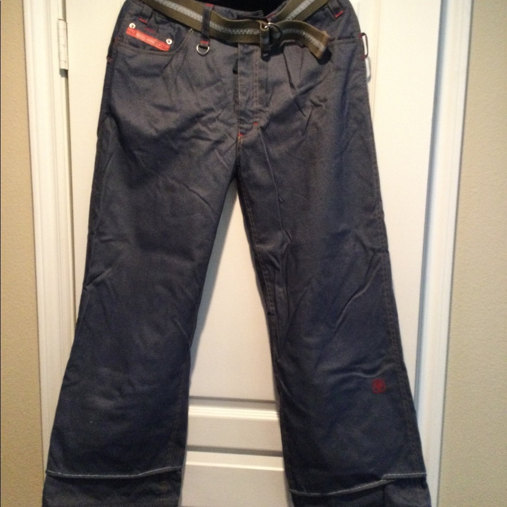 Betty Rides Denim Belted Snowboard Pants